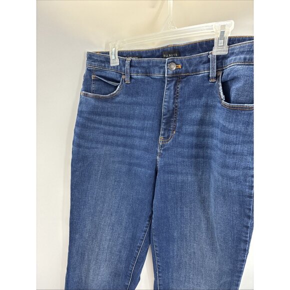 Talbots Womens 16P Straight Leg Jeans Blue Denim Stretch Petite High Rise - Picture 2 of 6